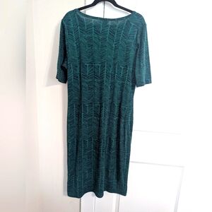 LuLaRoe Julia Green Sheath Midi Dress 3/4 Sleeve